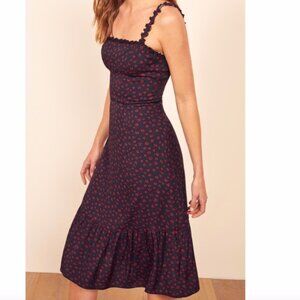 NWT REFORMATION Granada Midi Dress - Size 8 - Virgil, Floral Red Navy Blue
